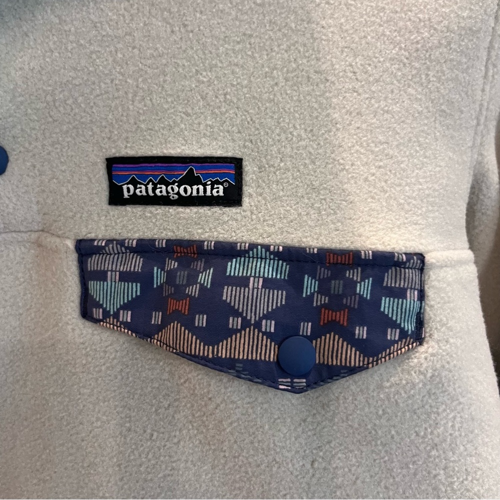 Patagonia Synchilla Pelican Snap T Stone Blue Aztec Pullover Size XS - Picture 4 of 6